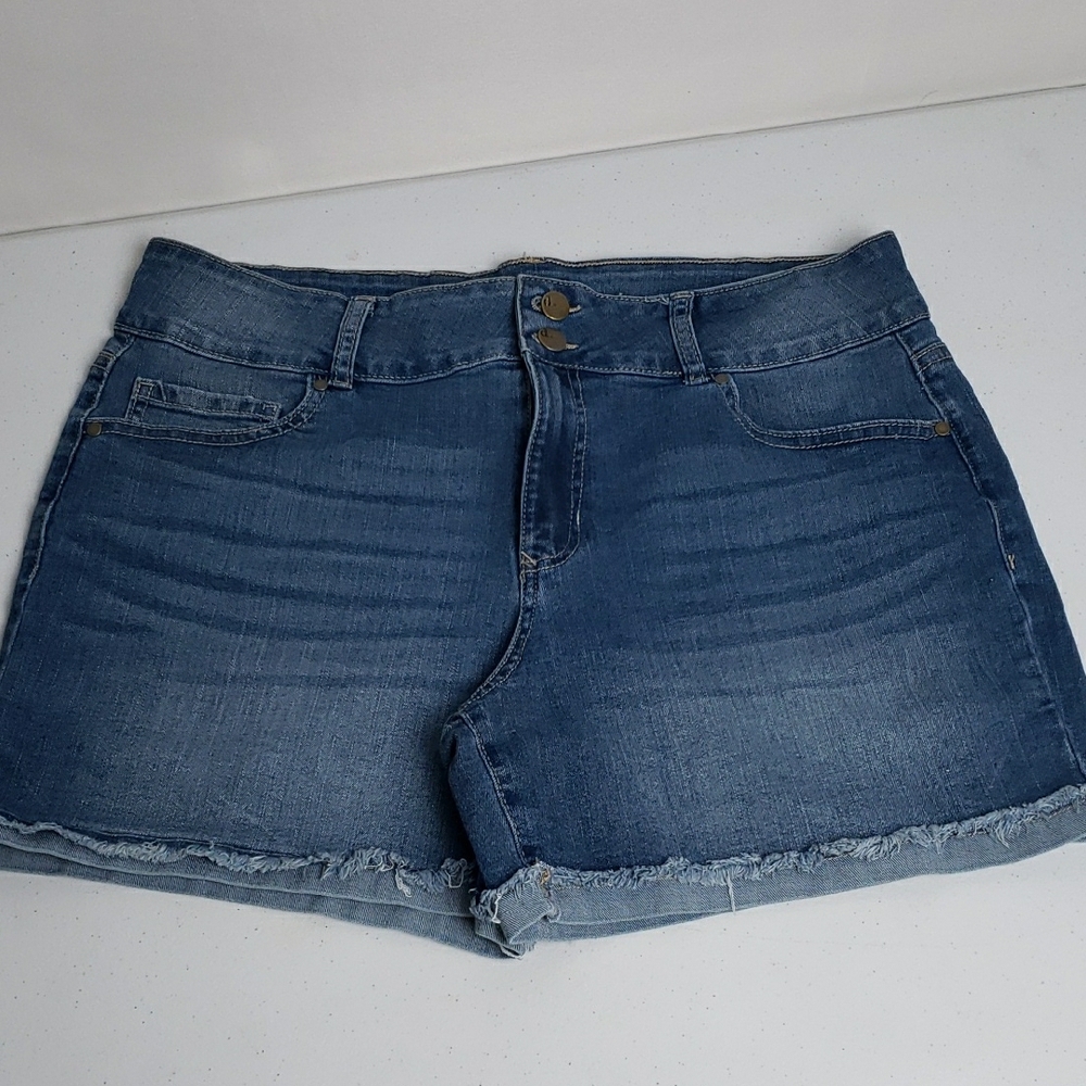 d. jeans Blue Jean Shorts with Frayed Hem